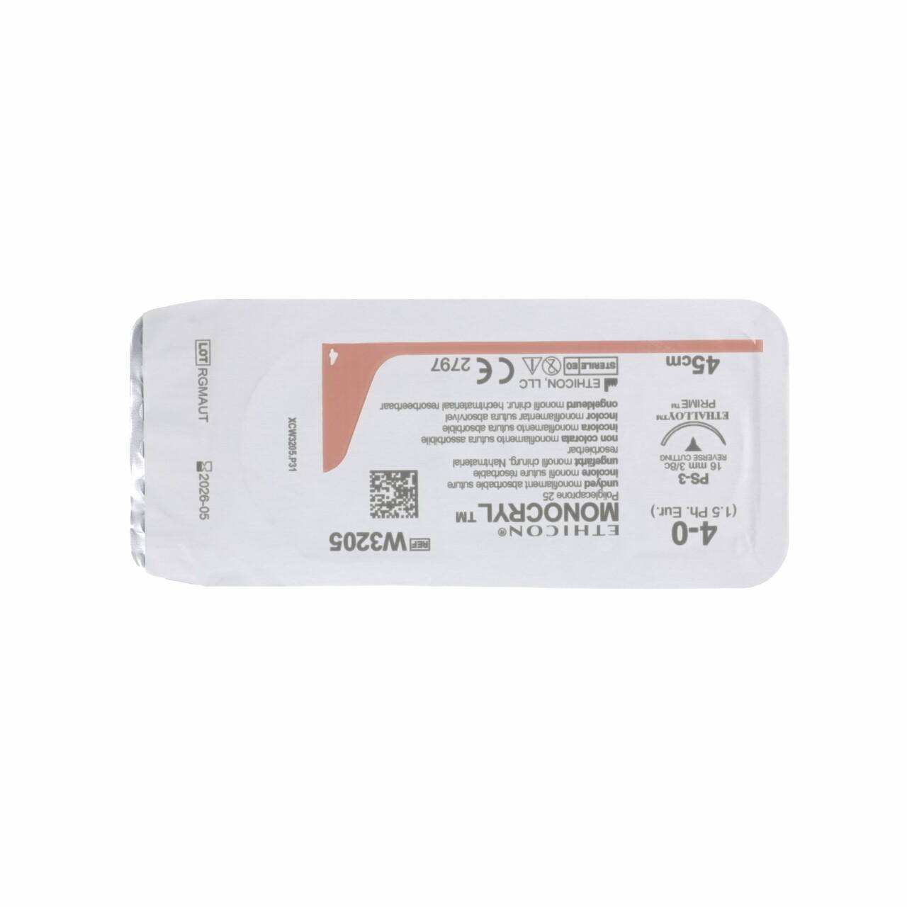 Suture Monocryl 16mm 45cm 4-0 1.5 Non teinte