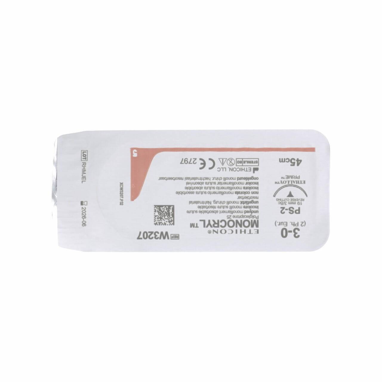 Suture Monocryl 19 mm 45 cm 3-0 non teintée