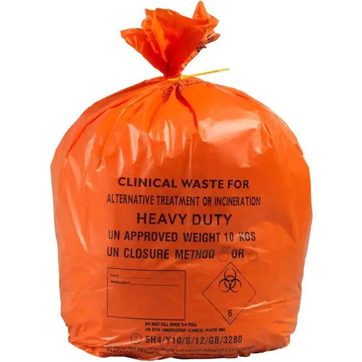 Sacs à déchets cliniques Orange Duty, 28 x 38 pouces, rouleau de 90 litres de 25
