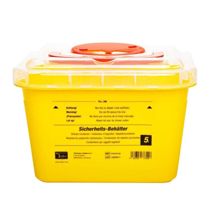 Bac à aiguilles jaunes Teqler de 5 litres