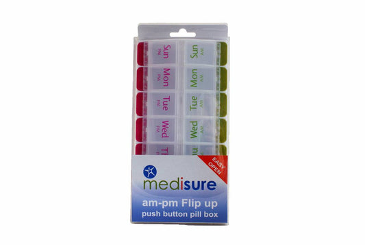 AM-PM Flip Up Push Button Pill Box - UKMEDI
