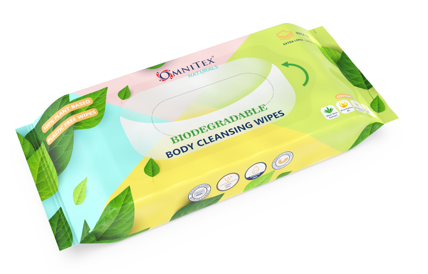 Lingettes nettoyantes biodégradables pour le corps Omnitex, paquet de 40