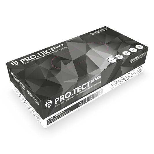 Gants PRO.TECT en Nitrile Noir Boîte de 100