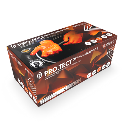Gants PRO-TECT Orange Diamond HD en nitrile Boîte de 100