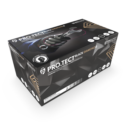 Gants en nitrile texturés PRO.TECT Black Diamond HD Boîte de 100