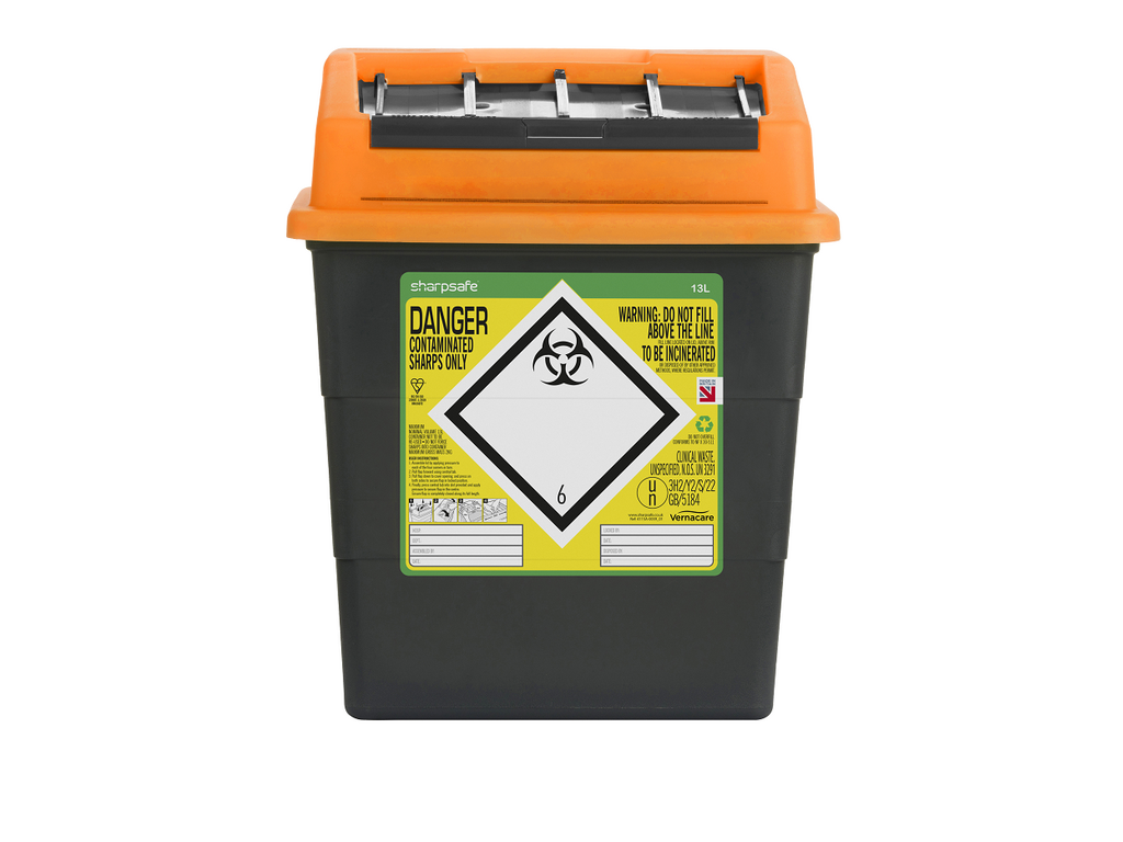 Poubelle à aiguilles violette de 13 litres