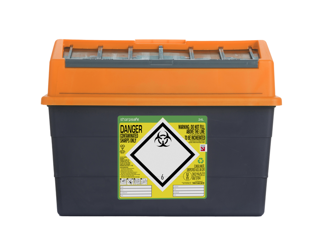Bac à déchets tranchants orange de 24 litres