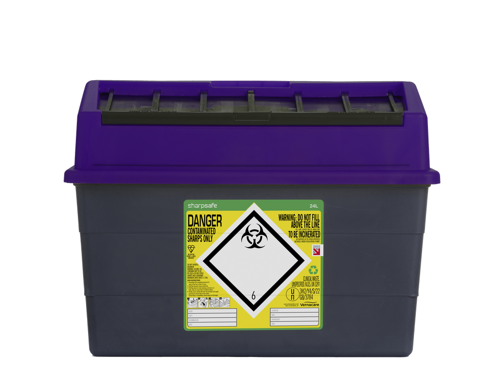 Bac à déchets tranchants Sharpsafe violet de 24 litres