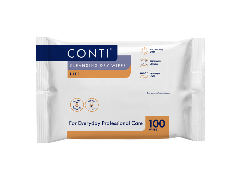 Lingettes sèches nettoyantes Conti Lite, petit paquet de 100
