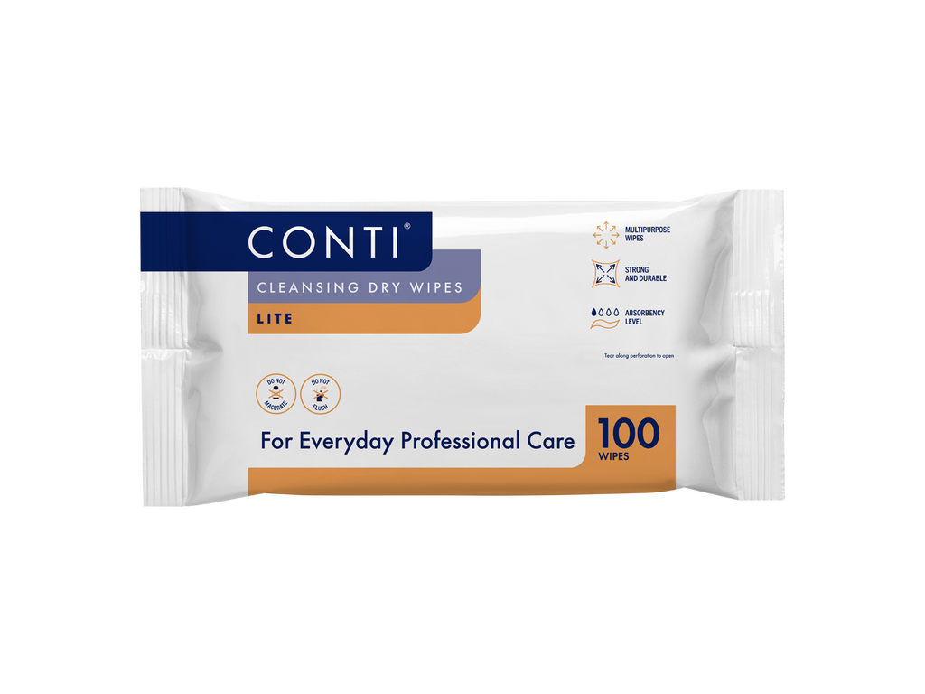 Lingettes sèches nettoyantes Conti Lite, grand paquet de 100