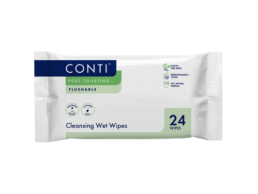 Conti® Lingettes humides post-toilette Sans parfum 24 lingettes