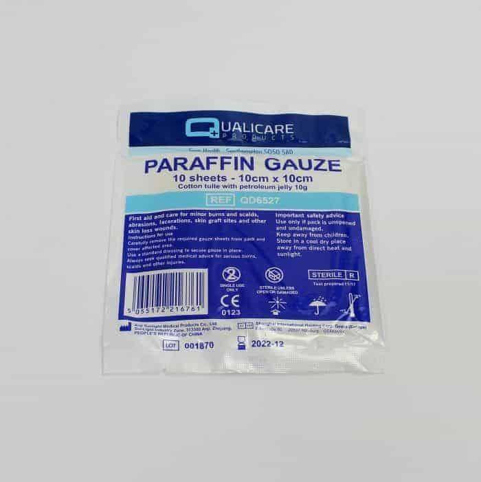 Pansement stérile en gaze de paraffine 10 cm x 10 cm (paquet de 10)