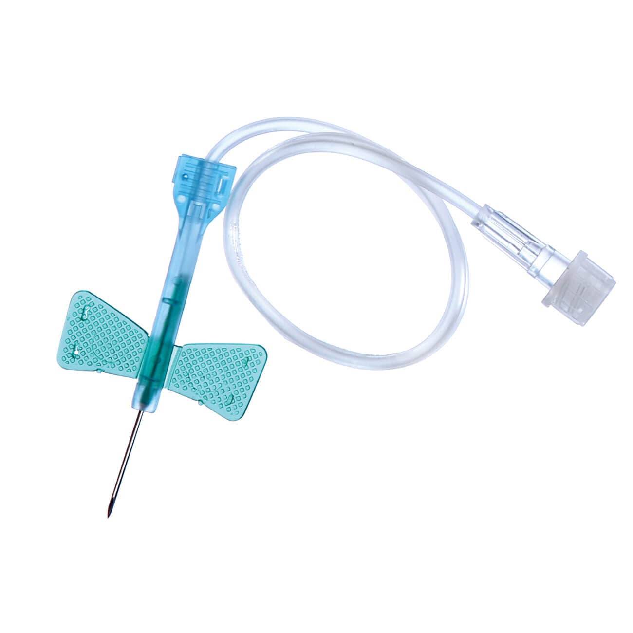 Set d'infusion à ailettes de sécurité bleu de 23g 19mm avec tube de 30cm