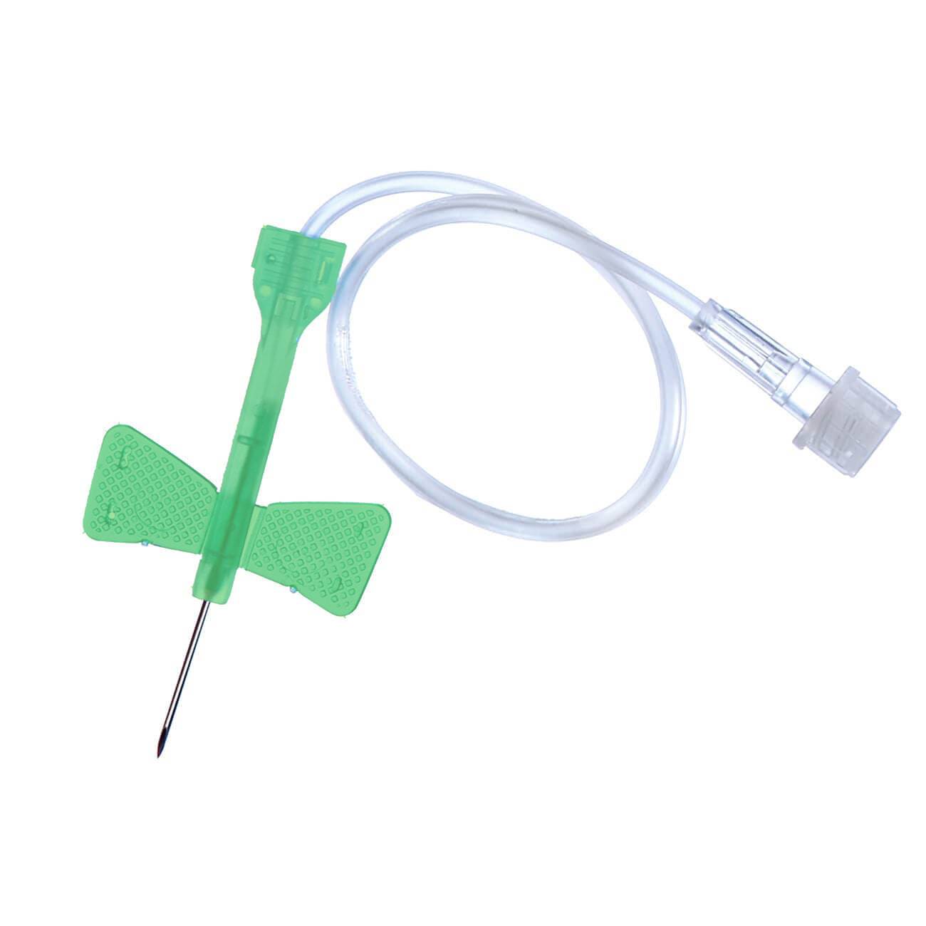 Set d'infusion à ailettes de sécurité vert de 21g 19mm avec tube de 30cm