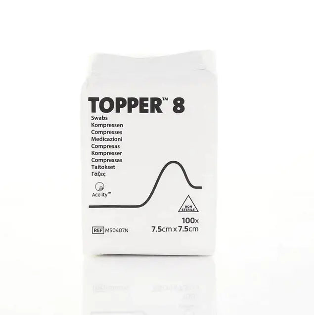 7,5 cm x 7,5 cm Topper 8 Écouvillons non stériles 4 épaisseurs Paquet de 100 J&J