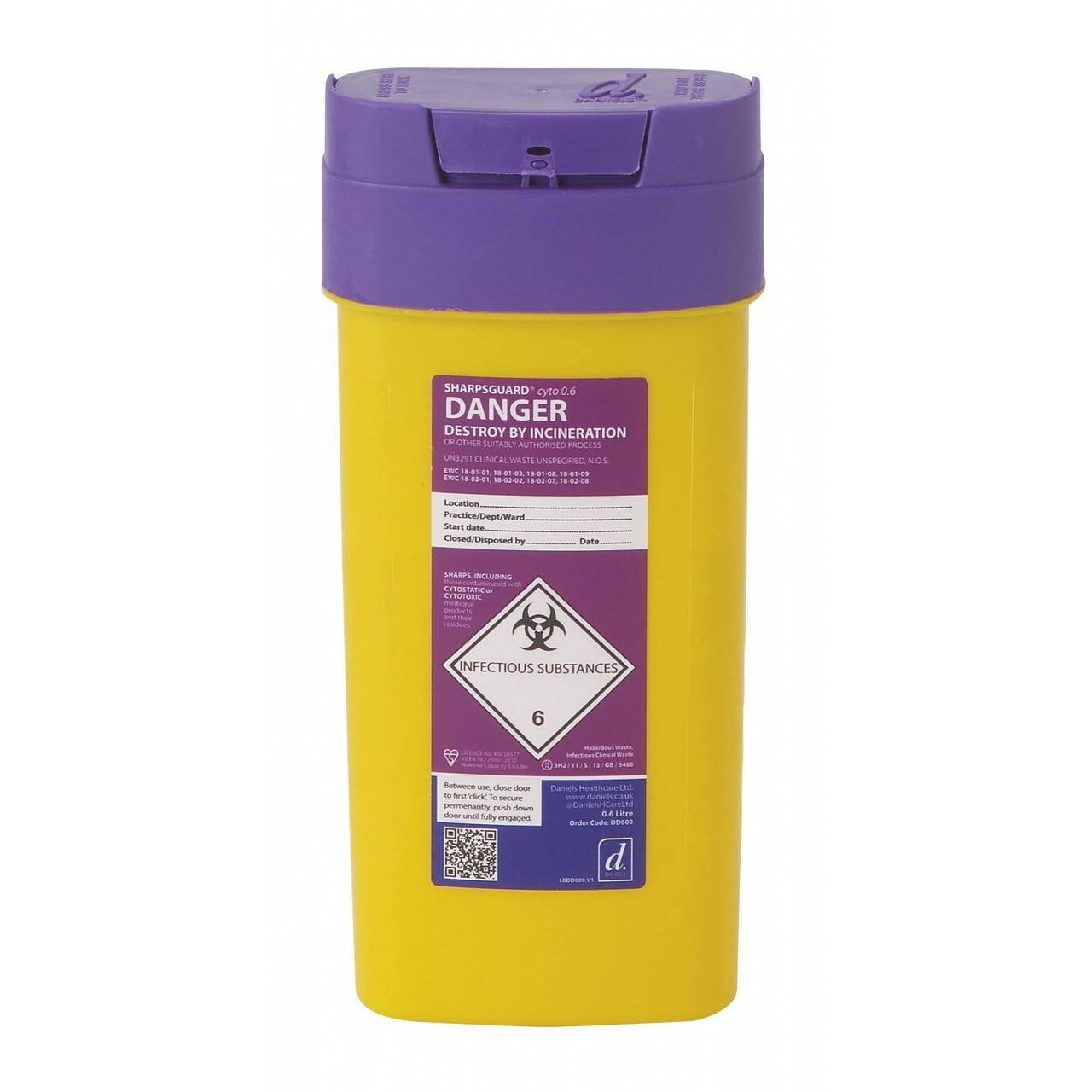 Poubelle pour objets tranchants Sharpsguard Purple Cyto de 0,6 litre