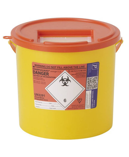 Poubelle pour objets tranchants Sharpsguard orange de 11,5 litres