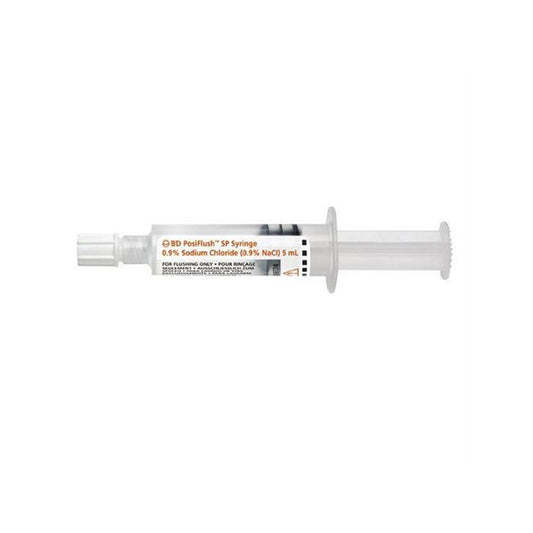 5 ml de solution saline PosiFlush SP (chemin de fluide stérile)