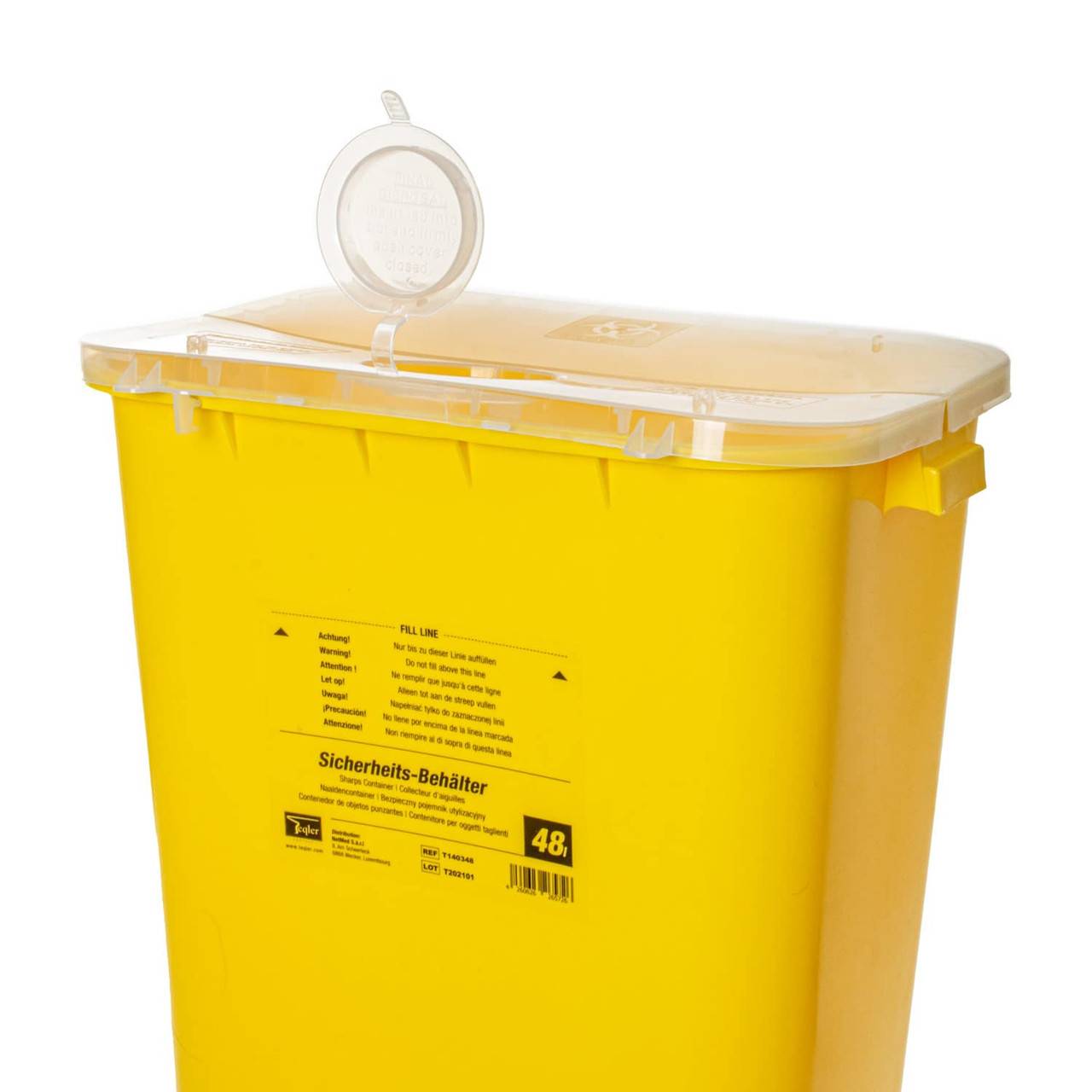 Bac à déchets aigus Teqler jaune de 48 litres