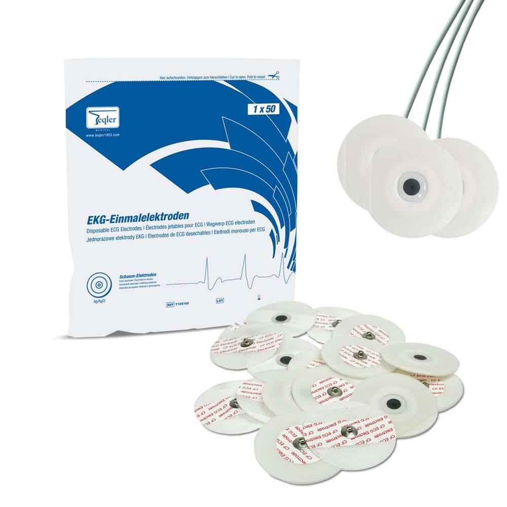 Électrodes ECG jetables pour adaptateurs de boutons en mousse, paquet de 50