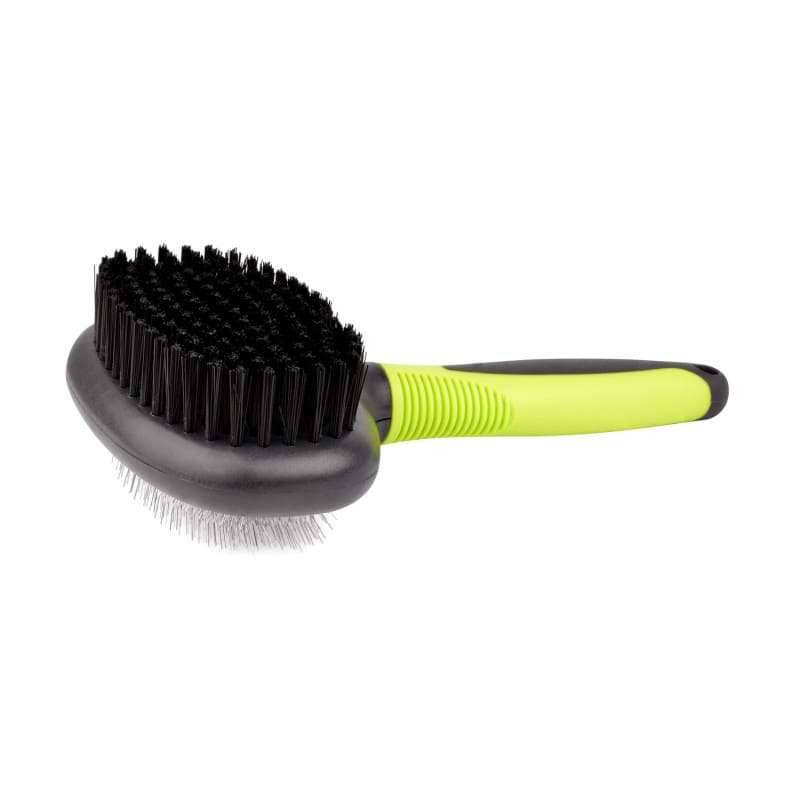 Brosse à fourrure double face avec manche classique