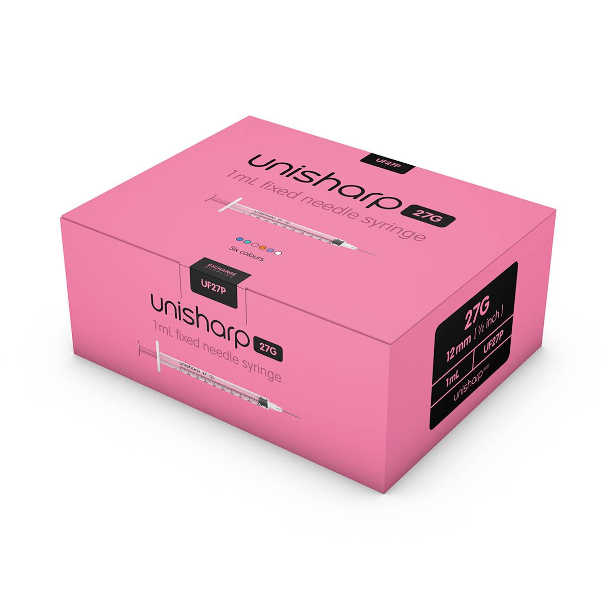 Seringue et aiguille Unisharp rose 1 ml 0,5 pouce 27 g u100