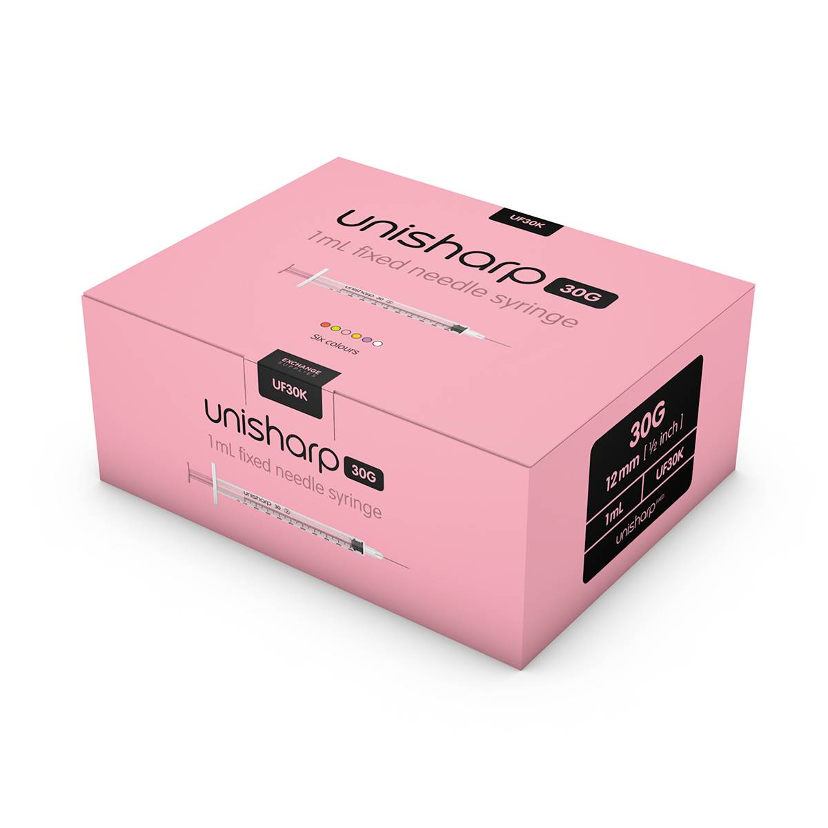 Seringue et aiguille Unisharp rose 1 ml 0,5 pouce 30 g u100