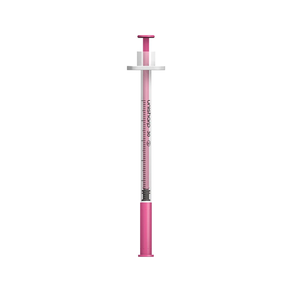 Seringue et aiguille Unisharp rose 0,5 ml 0,5 pouce 30 g u100