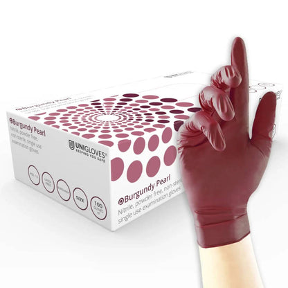 Gants en nitrile Unigloves Burgundy Pearl