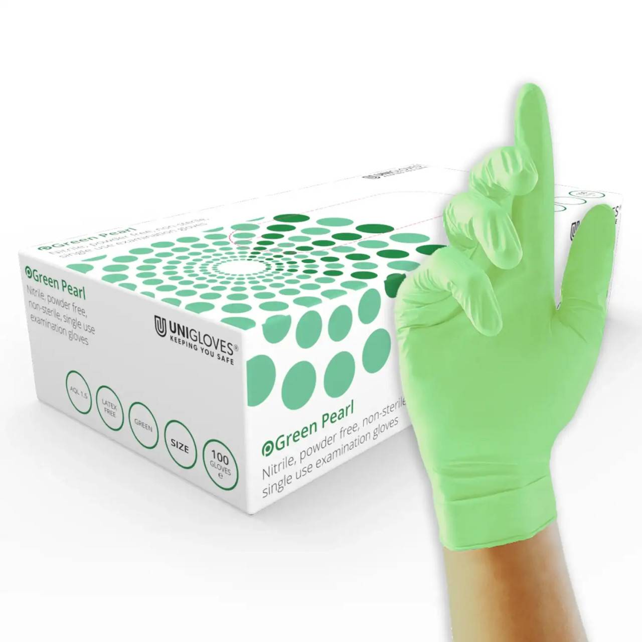 Gants en nitrile Unigloves Green Pearl