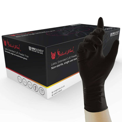 Unigloves Select Gants en latex noirs à manchette longue