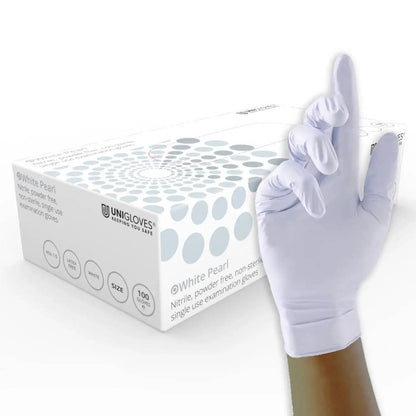 Gants en nitrile Unigloves White Pearl