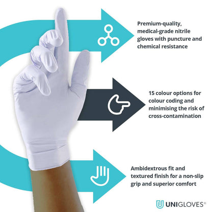 Gants en nitrile Unigloves White Pearl