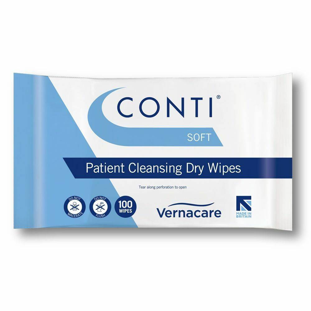 Lingettes sèches nettoyantes douces pour patients Conti 28 cm x 30