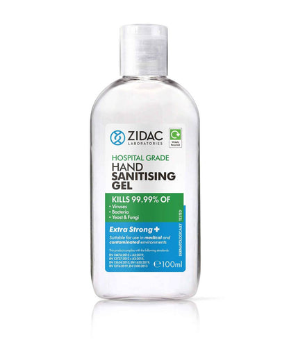 Gel désinfectant pour les mains de qualité hospitalière Zidac, 100 ml