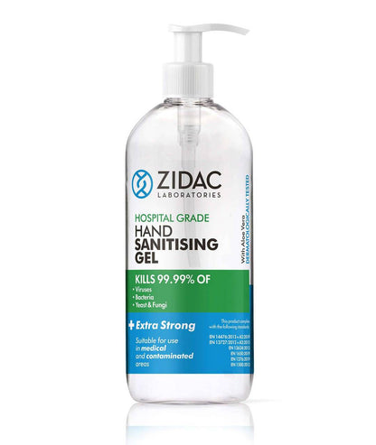 Gel désinfectant pour les mains de qualité hospitalière Zidac, 500 ml